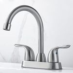 Bathroom Sink Faucet with Pop-up Drain Assembly, Two Handle Bathroom Faucet - Temperature Control , Easy to Install, Durable & Safety - Lavatory Faucet Brushed Nickel, Easy to Clean