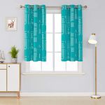 Deconovo Thermal Insulated Blackout Curtains for Living Room Square Print Noise Reducing Draperies Grommet Window Treatment Panels for Bedroom, 38x54 Inch, Turquoise