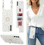 Lipvina for Samsung Galaxy A05s Case with Card Holder and Strap for Women,Crossbody Lanyard,Ring Stand,Snap Clasp,Cute Phone Wallet Cases 6.6 inch(White Leopard)