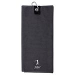 IDEAL 365 Personalised Custom Embroidered Premium Lightweight Microfibre Golf Towel with Carabiner Clip - 40 x 55 cm (Steel Grey)