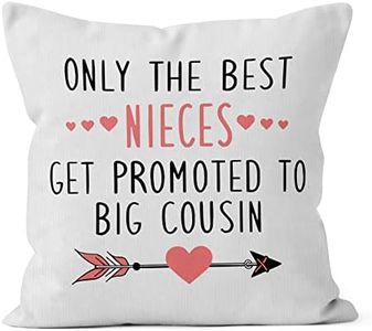 HIWX Taie d'oreiller décorative Only The Best Nieces Get Promoted to Big Cousin - Annonce de grossesse - Cadeau pour canapé, chambre à coucher, décoration d'intérieur - 45,7 x 45,7 cm