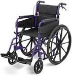 DAYS Escape Lite Wheelchair, Self Propelled Lightweight Aluminium with Folding Frame, Mobility Aid, Comfy and Sturdy, Portable Transit Travel Chair, Removable Footrests, Standard, Purple