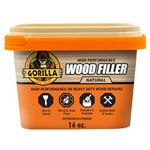Gorilla High Performance Wood Filler, Stainable & Paintable, Shrink & Crack Resistant, Anchors Nails & Screws, Moldable, Sandable, Natural Color, 453g/16oz, Tub, (Pack of 1)