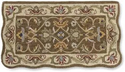 Plow and Hearth Hand-Tufted Fire Resistant Scalloped Wool McLean Hearth Rug | Rectangle | Durable | High-Traffic | ¾ Pile | 25" W x 45" L | Brown/Gold