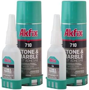 Akfix 710 Stone and Marble Fast Adhesive (1.76 oz.) with Activator (6.70 fl. oz.) [Clear Super Glue Adhesive and Accelerator Spray] | 2 Pack