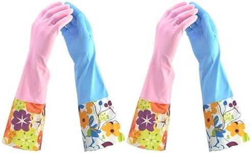 Household Gloves Latex-Free, 15" Long Cuff, Soft Lining, Adjustable Strap, Multi-Layer Protection, Flexible, Comfortable, Chemical-Resistant, Reusable for Cleaning, Dishwashing, 4 Pair Medium