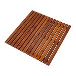 Nordic Style Premium Teak Shower and Bath Mat for Indoor and Outdoor Use - Non-Slip Wooden Platform for Spa, Sauna, Pool, Hot Tub - Flooring Decor and Protector (19.6" x 19.6", Oiled Finish)