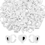 PAFUWEI 100 PCS Lash Glue Holder, Heart-Shaped Lash Glue Rings, Lash Extension Volume Lashes Quick Blossom eyelash glue holder for Eyelash Extension Supply, 2 Methods of Use, White