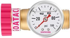 GOATACURA Water Pressure Regulator, Lead-Free Brass Pressure Reducer, 40-50psi, 3/4" Hose, with Gauge and Filter Screen, for Camper Travel Trailer RV Plumbing System