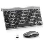 Mini Wireless Keyboard and Mouse, PINKCAT 2.4G Ultra-Thin Keyboard and Ergonomic Silent Mouse Set with 12 Multimedia Shortcuts for Computer, PC, Laptop, Tablet, Desktop, Android Smart TV (Gray)