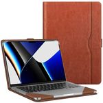 Fintie Sleeve Case for MacBook Pro 14 Inch A2992 A2918 A2779 A2442 (2023 2022 2021 Release), Premium PU Leather Protective Folio Book Cover for MacBook Pro 14" with M3/M2/M1 Pro/Max Chip (Brown)