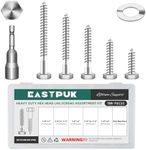 EASTPUK 109Pcs 1/4" Hex Head Lag Bolts Screws Assortment Kit, Heavy Duty Lag Screws with Washers, 304 Stainless Steel 18-8, 1/4 Bolt for Wood, Bright Finish