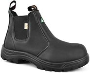 Tiger Men's Safety Boots Steel Toe CSA Lightweight Slip On Leather Work Boots 5925 (13 3E US MEN, Black)