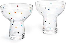 The Wine Savant Hand Blown Margarita and Wine Glass – Confetti Margarita, Martini & Wine Glasses Cinco de Mayo, Luxury Hand Blown Glass – Large Party (Polka Dot Vintage Design)