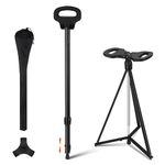 Walking Stick with Seat for Women and Men, Height Adjustable Foldable Walking Cane Seat 330 lbs Capacity, Lightweight Portable Stick Stool Mobility Aid for Adults Elderly Outdoor Travel