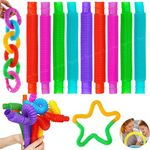 Toyshine 12 Pcs Pop Tubes for Children or Adults Anxiety Stress Relief Toys Great Gift Party Prizes, Multicolor