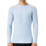 SURFEASY Men's Long Sleeve Rash Guard Swim Shirt, UPF 50+ Sun Protection Quick Dry Rashguard Surf Swimming Shirts(Light Blue,3XL)