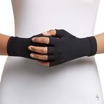 Tommie Copper Women's Core Compression Half Finger Gloves, Black, X-Large