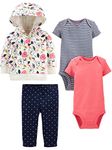 Simple Joys by Carter's Girls' 4-Piece Jacket, Pant, and Bodysuit Set, Floral, 3-6 Months