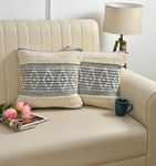 TIB Premium Boho Decorative Throw Cushion Covers, 16 x 16 cm, Set of 2, Cotton. (Grey Kites)