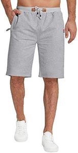 KUYIGO Mens Shorts Casual Plus Size Sports Joggers Short with Elastic Waist Zipper Pockets 4X-Large Light Grey