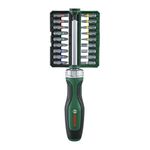 Bosch Bit Ratchet Screwdriver Set 19-Piece (High-Torque Bit Screwdriver; Max Torque 36 Nm; 36-Tooth Gear; Magnetic Bit Holder; Ergonomic Softgrip; 18 Bits S2-Steel; Storage Clip)