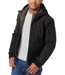 Tommy Hilfiger Men's Soft Shell Active Filled Bomber Jacket Windbreaker, Black/Olive Bib, L