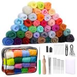 Needle Felting Kit, 55 Colors Wool Roving Kit Felting Kits for Beginners with Felting Needles, Felting Wool, Needle Felting Pad, Needle Felting Supplies with Storage Bag for DIY Handcrafts Decoration