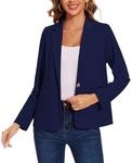 MINTLIMIT Casual Long Sleeve Blazers for Womens UK Cotton Linen Notch Lapel Collar Outerwear Top Lightweight Jackets Suitable for (Navy Blue S)