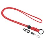 PATIKIL Paracord Lanyard 20.5 Inch, Necklace Keychain Cord Metal Clasp Hook Ring Strap for Keys Whistle ID Card Badge Holder, Red