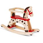 Janod - Caramel Wooden Rocking Horse - Toddler Toy - Learning Balance - For children from the Age of 1, J05984, Brown and Red