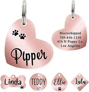 Ultra Joys Dog Tag, Custom Dog Tag, Personalized Pet ID Tag Brushed Stainless Steel Heart Dog Tag Rose Gold Small