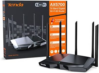 Tenda AXE5700 Tri-Band WiFi 6E Router(RX27 Pro), 6GHz Band, High Power 5 * 6dBi Antennas, Wide Coverage, Intelligent Diagnostics, 160MHz Bandwidth, Up to 200 Devices