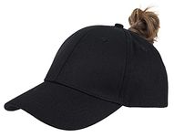 High Ponytail Baseball Hat - Women Messy Bun Hat, Sun Protection Ponycaps Retro Cap, Black, One Size