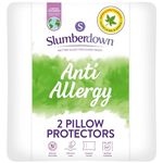 Slumberdown Anti Allergy Pillow Protector 2 Pack - Anti Bacterial & Dust Mite Resistant Soft Touch Quilted Pillow Protectors - Machine Washable, Hypoallergenic, Fits UK Standard Size Pillow 48 x 74cm