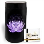 Smellproof Jar by Shrub Club - Includes Airtight Black Glass Herb Storage Jar with Marker, Odor-Proof Bag & Humidity Pack (250ml Lotus)