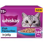 Whiskas 11+ Senior, Fish Favourites in Jelly, 144 x 85g Pouches, Wet Cat Food