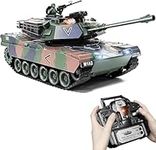 Supdex 1:18 RC Tank, 2.4Ghz M1A2 Remote Control Tank Model Toys, 15 Channel Battle Army Tank with Smoke, Light, Sound, Volume Switch, Military Toy for Adult and Kid That Shoots BBS and Water Bombs