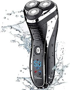 Hatteker Men's USB Rechargeable Electric Shaver Cordless Rotary Wet and Dry Beard Pop-Trimmer, Black