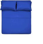 CCWB 600 TC 100% Cotton Fitted Bedsheet (360° Fully Elastic Band) with Pillow Cover Set 2 Cotton | Softest Long Staple 100% Cotton Luxurious Comfort (Royal Blue, King)