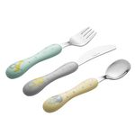 Viners Kids First Food Grade Cutlery Set - Toddler's Textured Easy Grip Flatware Gift Box - 18/0 Stainless Steel, 3-Piece