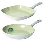 Salter COMBO-8728A Earth 28 cm Frying Pan & Griddle Set - Healthy Ceramic Non-Stick Coating, PFAS-Free Induction Cookware, Aluminium Egg Pancake Cooking Skillet/Grill Pan for Steak, PFOA/PTFE-Free