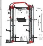 ALL10 Smith Machine for Home Gym, Power Rack with Cable Crossover, Squat Rack with Leg Press and Advanced LAT Pull-Down , 2000LB Weight Capacity (Smith Machine with Barbell)