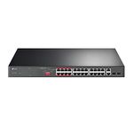 TP-Link 24 Port Fast Ethernet PoE Switch | 24 PoE+ Ports @250W, w/ 2 Uplink Gigabit Ports and 2 Combo SFP Slots | Plug & Play | Lifetime Protection | Extend Mode | Priority Mode (TL-SL1226P)