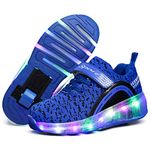 Qneic Roller Skate Shoes LED Light Up Wheely Shoes Roller Shoes for Boys Girls Kids Wheeled Sneaker Shoes (4.5 Little Kid / EU37 ;Blue)