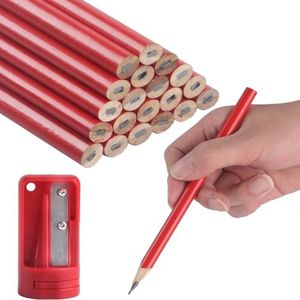 Pack de 20 Lápices de Obra, Lápices de Carpintero, Rojos, Set de Lápices para Trabajos de Madera incluye Sacapuntas, Herramienta de Marcado para Taller, Carpintería