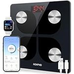 RENPHO USB Rechargeable Smart Body Fat Scales, Digital Bathroom Weighing Scale Bluetooth Scale with Baby Mode, Body Composition Monitor for Body Weight, Body Fat, BMI, Muscle Mass, LED Display, Elis 1