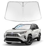 Proadsy Front Windshield Sun Shade Foldable Sunshade Protector Custom Fit 2019-2024 Toyota RAV4 SUV Crossover LE XLE Premium Limited XSE Hybrid Adventure Accessories 2024 Upgrade