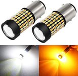 PHINLION Super Bright White Amber Dual Color Switchback 1157 2057 2357 7528 LED Bulbs with Projector for Car Front Turn Signal Parking Lights