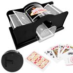 Pipihome Card Shuffler Machine, Hand Shuffling Machine 2 Decks| Poker Card Shuffling Machine | Manual Hand Cranked Card Shuffler with Crank Handle for Home Card Game, Travel Poker (Black)